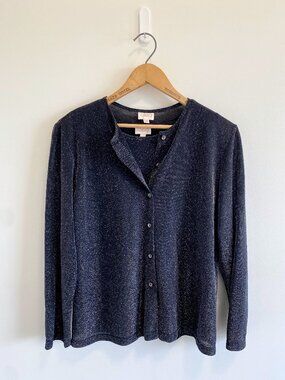 Vintage Black + Silver Metallic Matching Cardigan Set / Y2K / Made in Canada